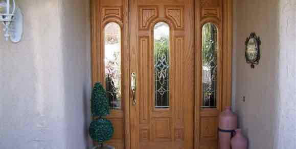 Custom Decorative Oak Entry Door with Sidelites Mission Viejo